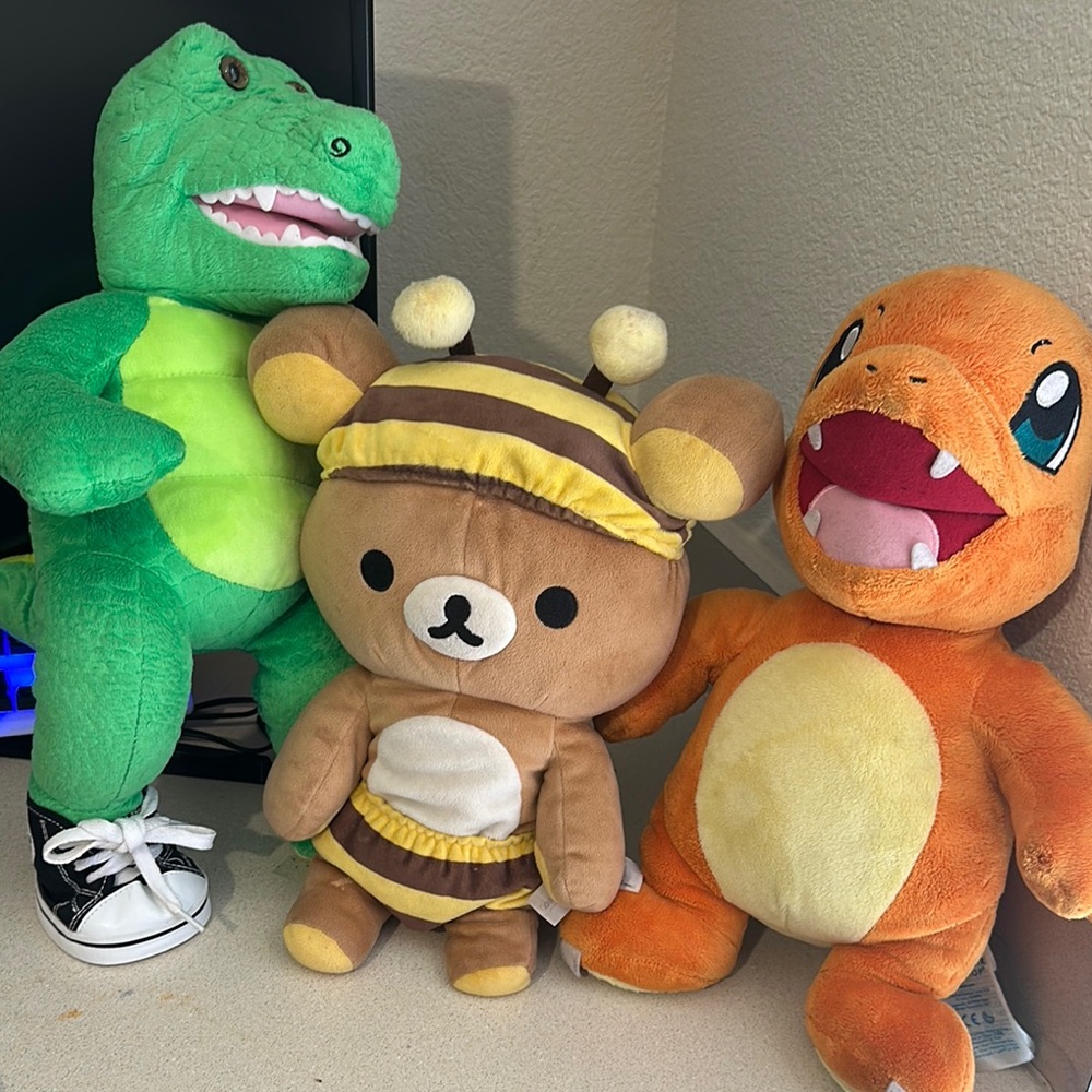Charmander, Rilakkuma, and Alligator Build a Bear Plush Toy
